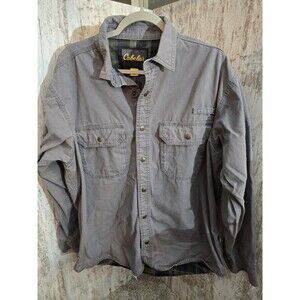 Cabelas Shacket Long Sleeve Button Up Shirt Men’s Sz L Grey Flannel Lined